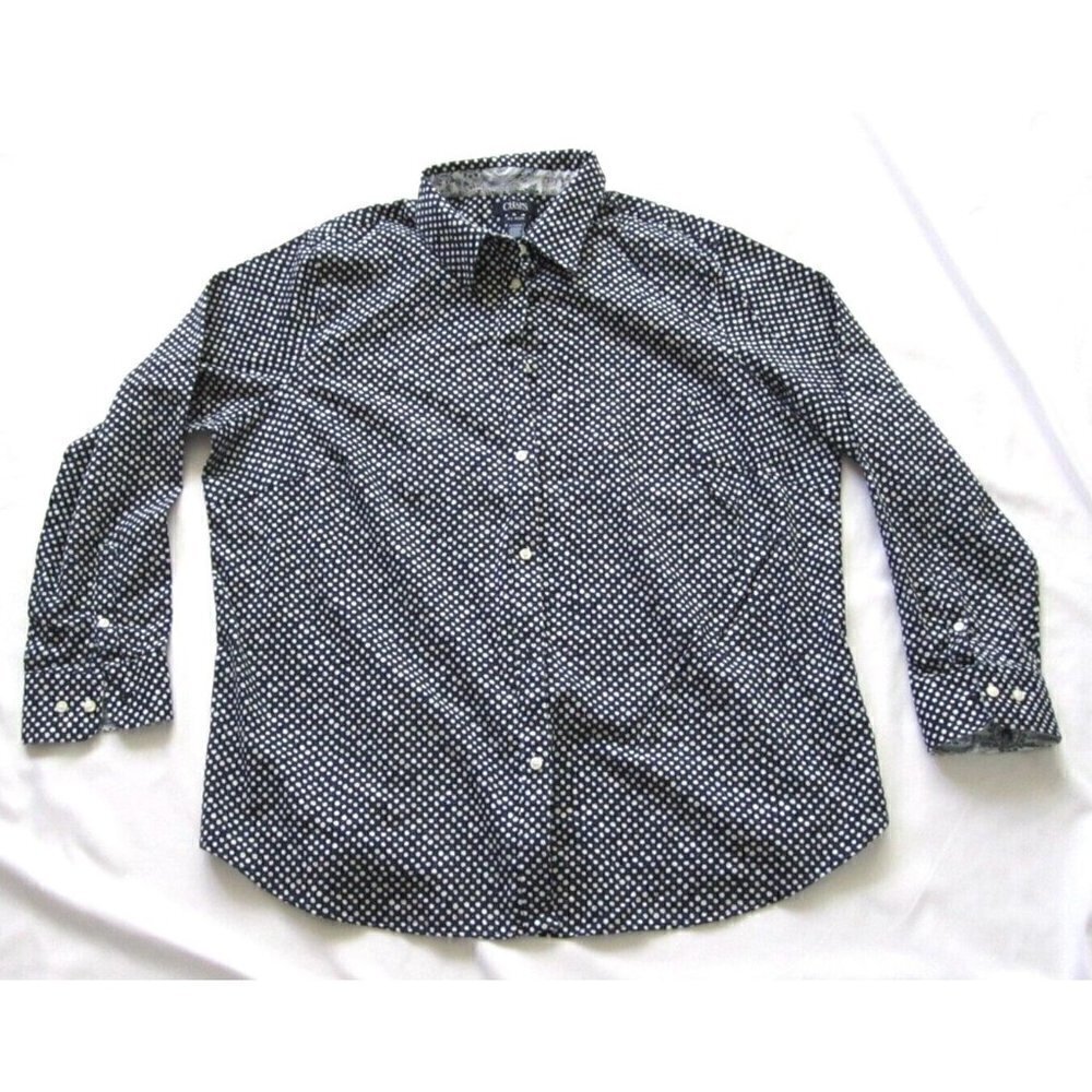 Chaps Women No Iron Polka Dot Modern Preppy Coastal Lightweigt Shirt Sz 1X(WB95)
